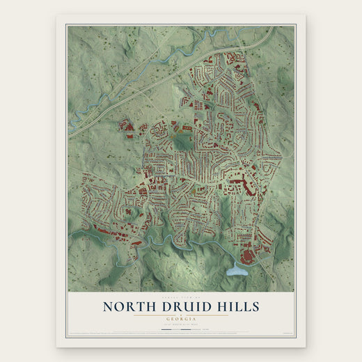 North Druid Hills, Georgia map print, the full design