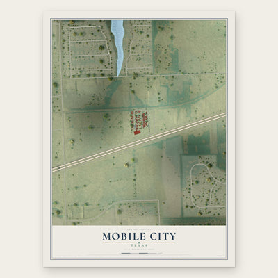 Mobile City, Texas map print, the full design