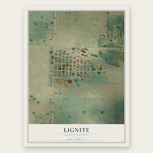 Lignite, North Dakota map print, the full design