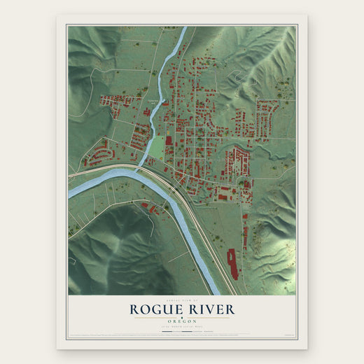 Rogue River, Oregon map print, the full design