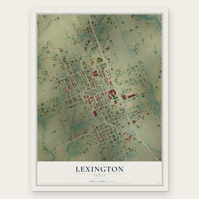 Lexington, Texas map print, the full design