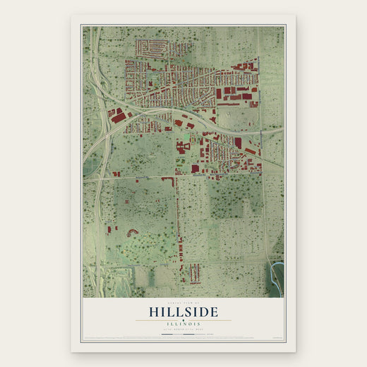 Hillside, Illinois map print, the full design