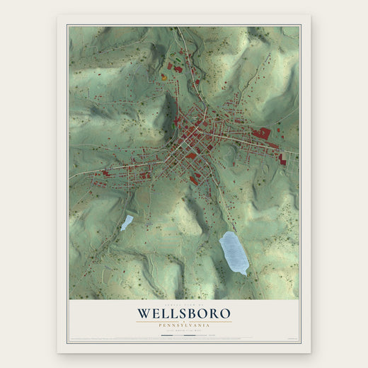 Wellsboro, Pennsylvania map print, the full design
