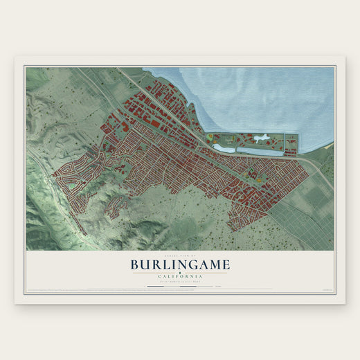 Burlingame, California map print, the full design