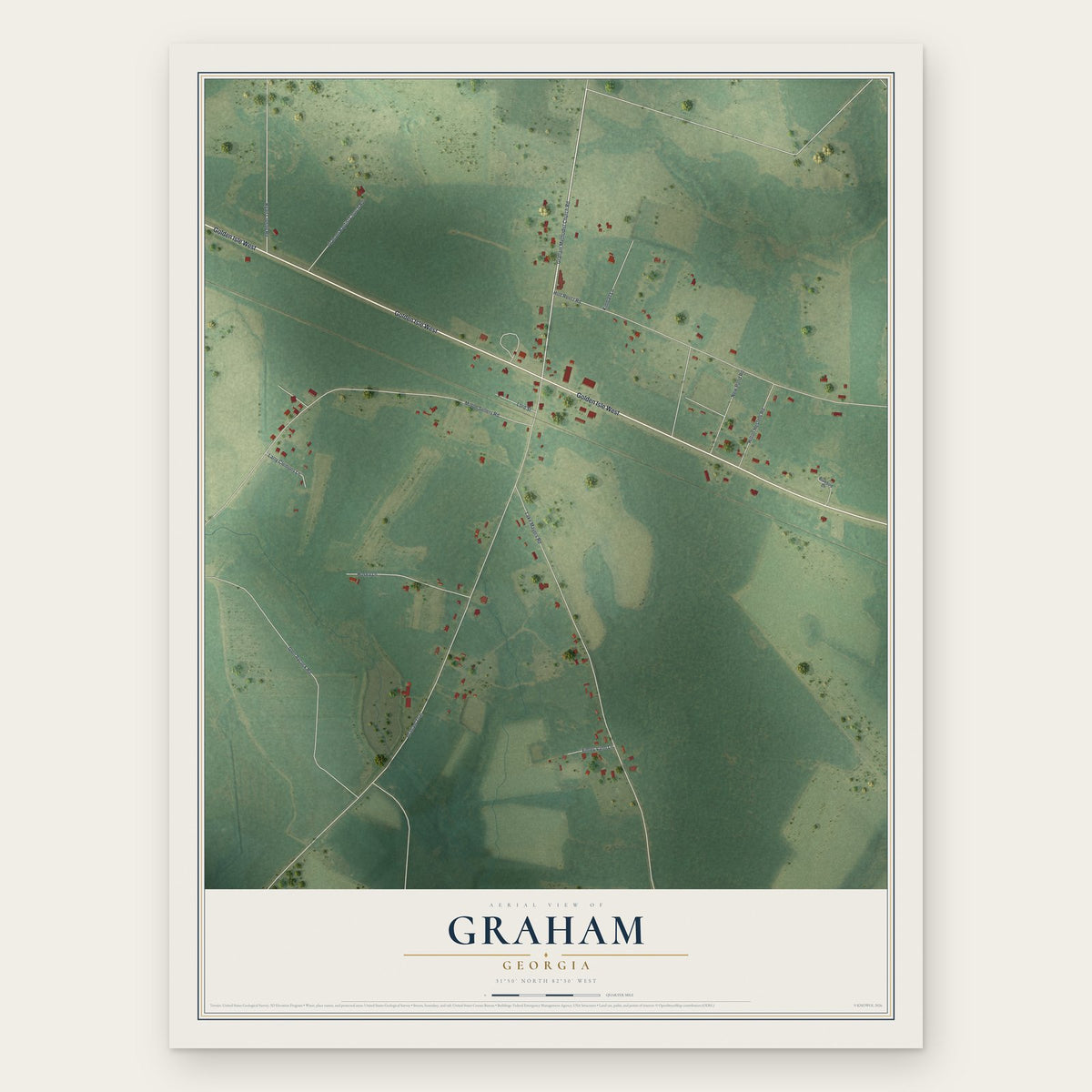 Graham, Georgia map print, the full design