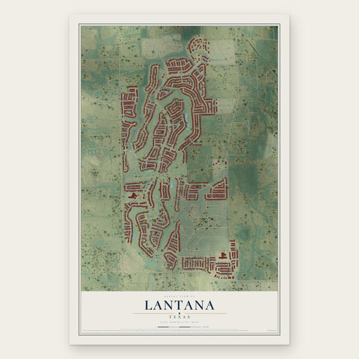 Lantana, Texas map print, the full design