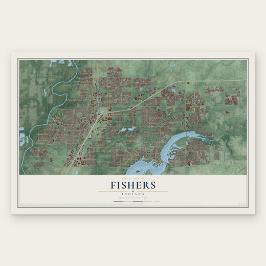 Fishers, Indiana map print, the full design