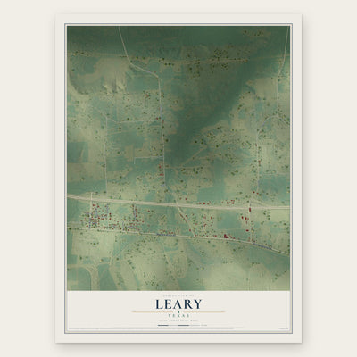 Leary, Texas map print, the full design