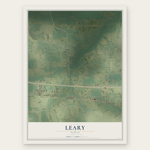 Leary, Texas map print, the full design
