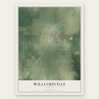 Williamsville, Illinois map print, the full design