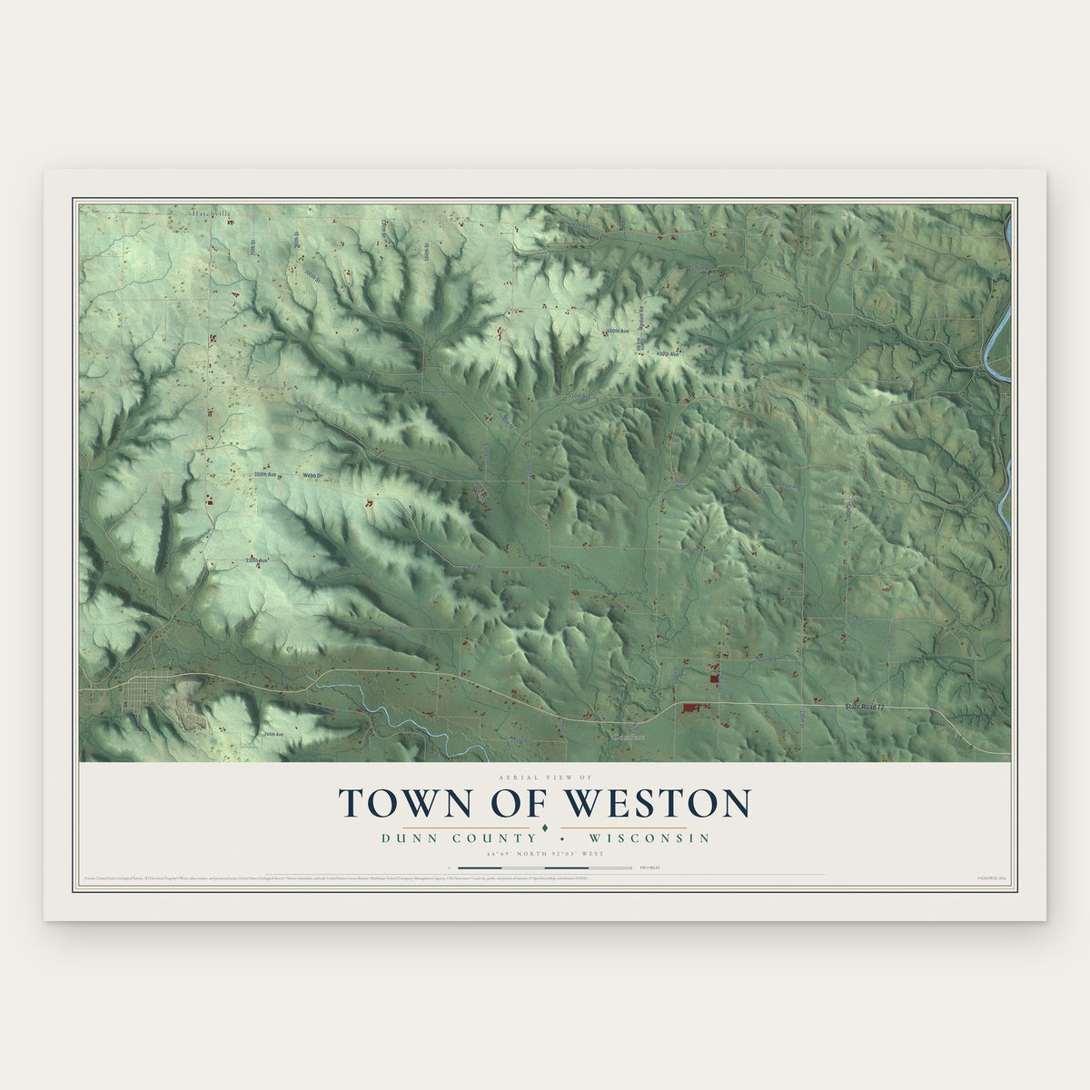 Town of Weston, Dunn County, Wisconsin map print, the full design