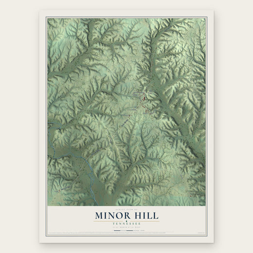 Minor Hill, Tennessee map print, the full design