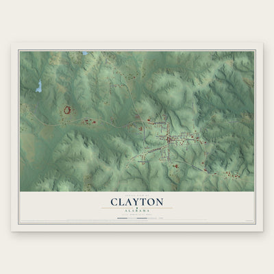 Clayton, Alabama map print, the full design