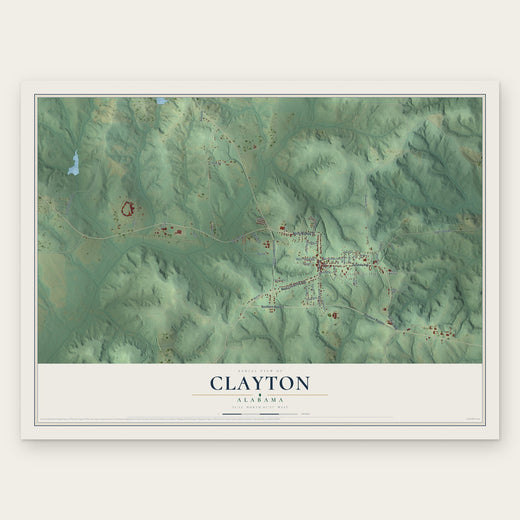 Clayton, Alabama map print, the full design
