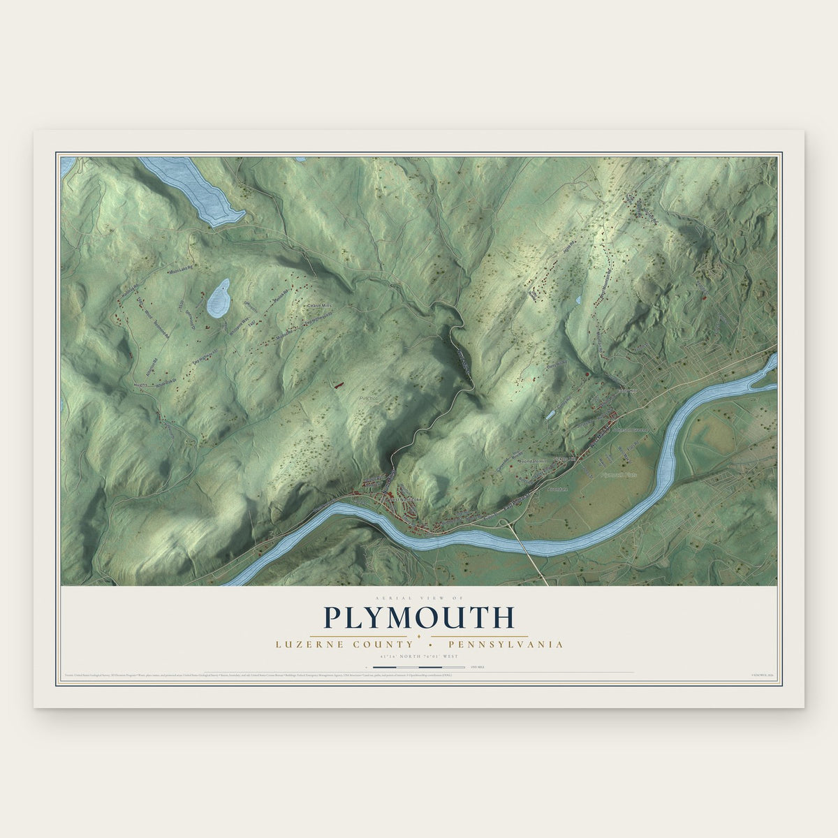 Plymouth, Luzerne County, Pennsylvania map print, the full design