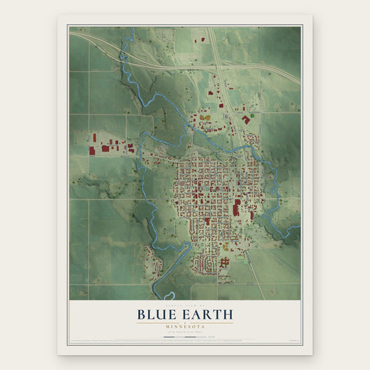 Blue Earth, Minnesota map print, the full design