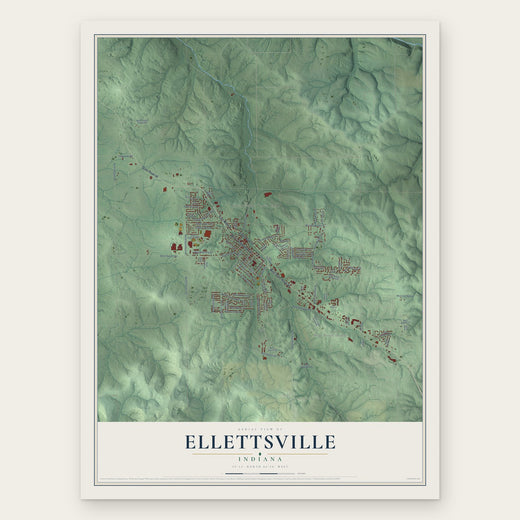 Ellettsville, Indiana map print, the full design