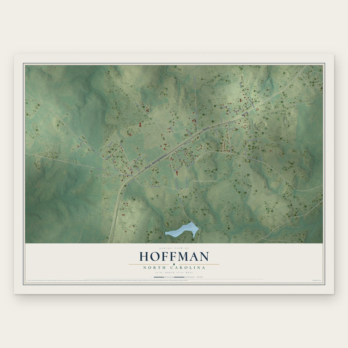 Hoffman, North Carolina map print, the full design