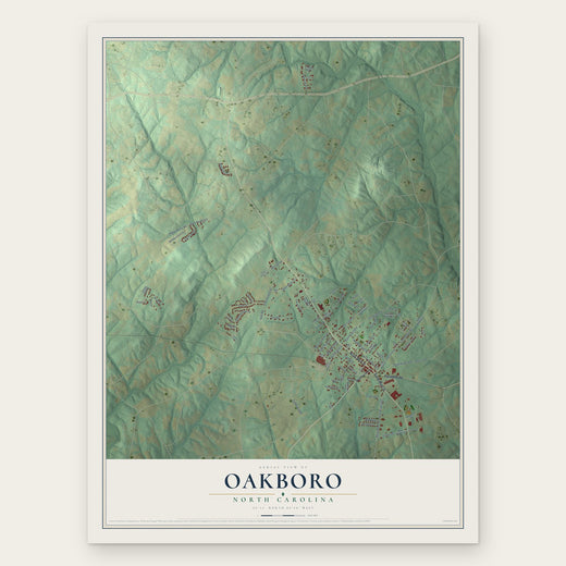 Oakboro, North Carolina map print, the full design