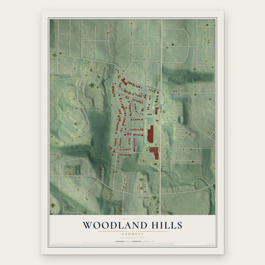 Woodland Hills, Georgia map print, the full design