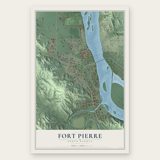 Fort Pierre, South Dakota map print, the full design