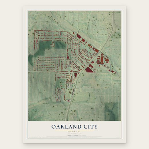 Oakland City, Georgia map print, the full design