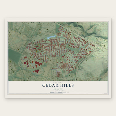 Cedar Hills, Oregon map print, the full design