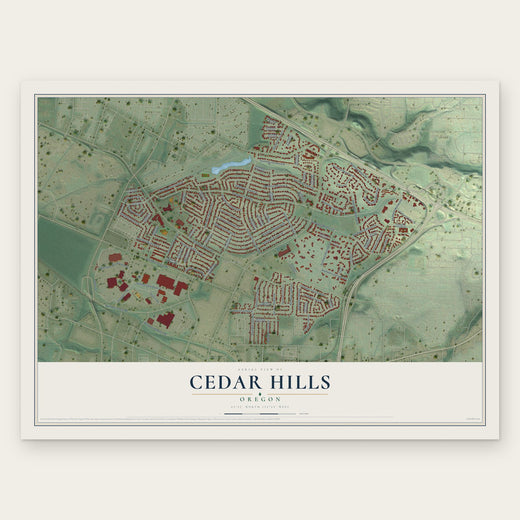 Cedar Hills, Oregon map print, the full design