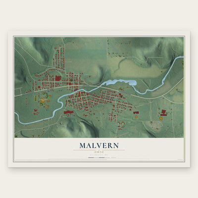 Malvern, Ohio map print, the full design