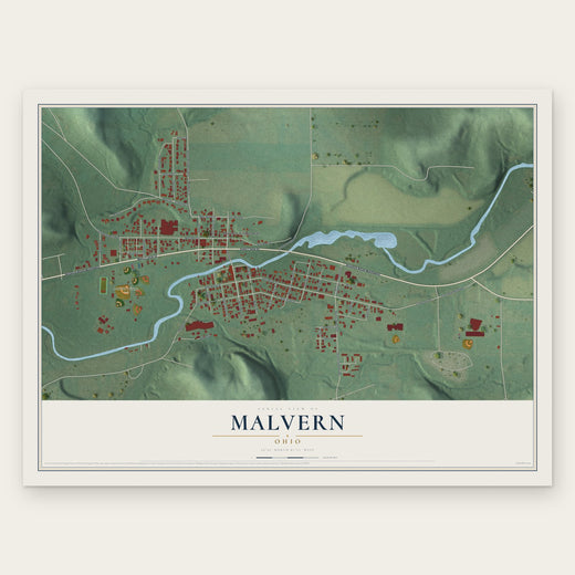 Malvern, Ohio map print, the full design