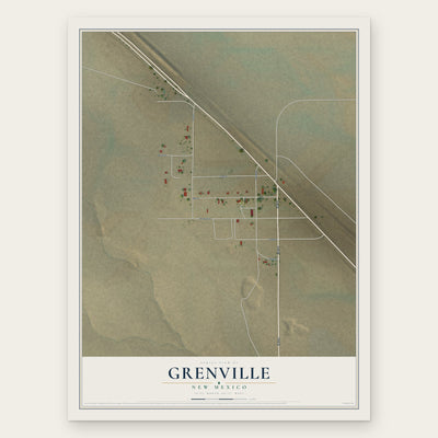 Grenville, New Mexico map print, the full design