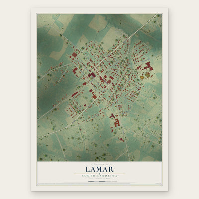 Lamar, South Carolina map print, the full design