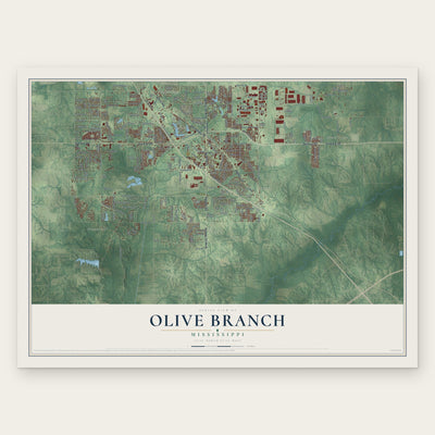Olive Branch, Mississippi map print, the full design