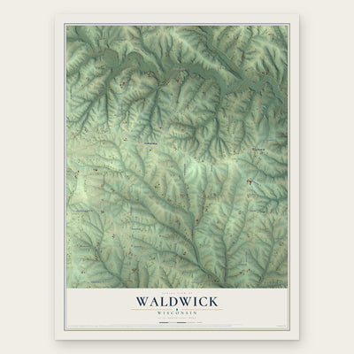 Waldwick, Wisconsin map print, the full design