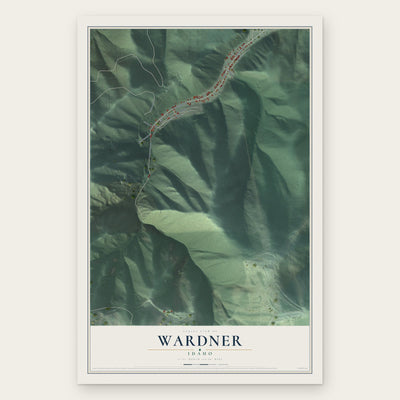 Wardner, Idaho map print, the full design