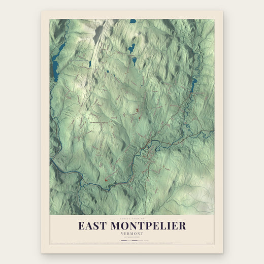 East Montpelier, Vermont map print, the full design
