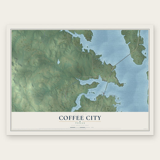 Coffee City, Texas map print, the full design