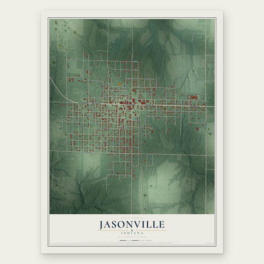 Jasonville, Indiana map print, the full design