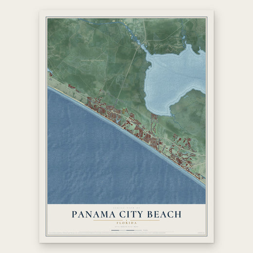 Panama City Beach, Florida map print, the full design