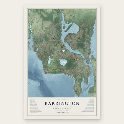 Barrington, Rhode Island map print, the full design