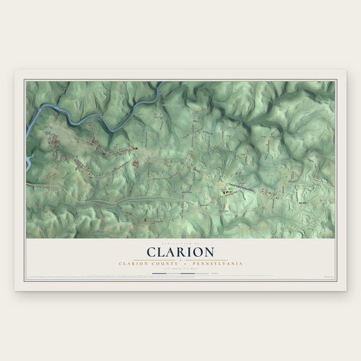 Clarion, Clarion County, Pennsylvania map print, the full design