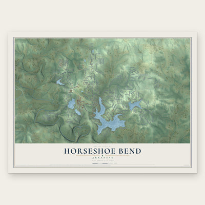 Horseshoe Bend, Arkansas map print, the full design
