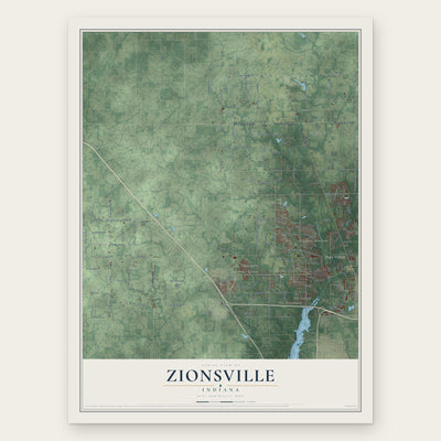 Zionsville, Indiana map print, the full design