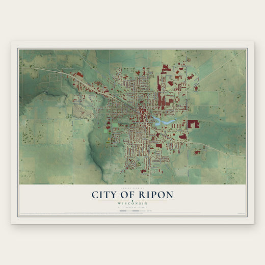 Ripon, Wisconsin map print, the full design