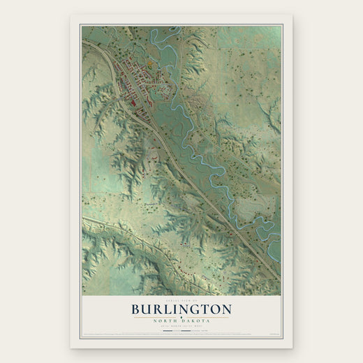 Burlington, North Dakota map print, the full design