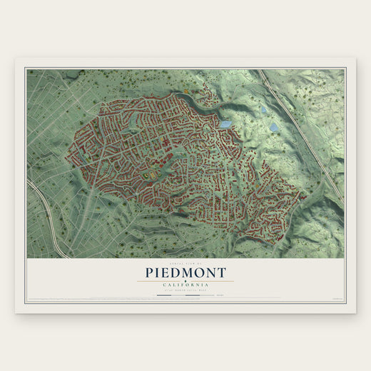 Piedmont, California map print, the full design
