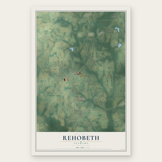 Rehobeth, Alabama map print, the full design