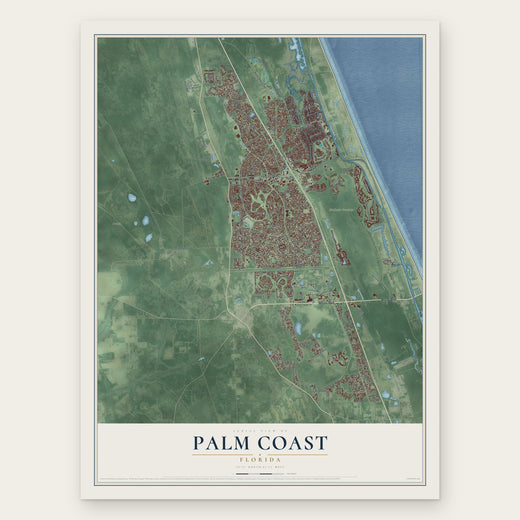 Palm Coast, Florida map print, the full design