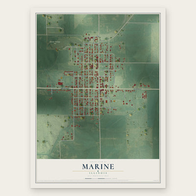 Marine, Illinois map print, the full design