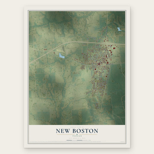 New Boston, Texas map print, the full design